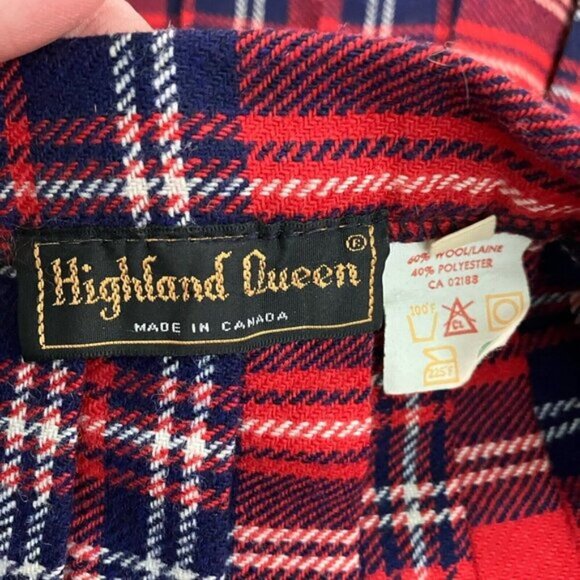 Vintage Highland Queen Kilt Skirt Red Tartan Wool Blend Short Mini - Picture 5 of 9